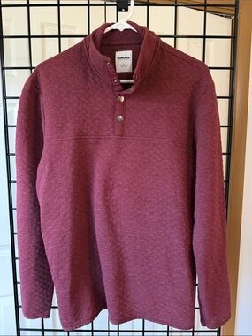 Sonoma Maroon Snap-Button Quarter Placket Pullover